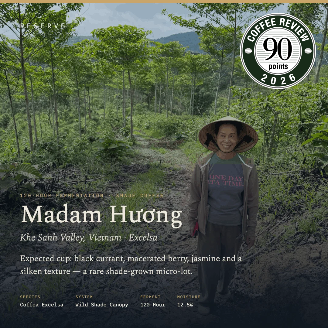 Unroasted Madam Huong's Khe Sanh Valley 120 Hour Fermentation Green Shade Coffee