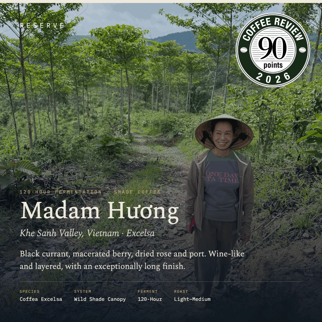 Roasted Madam Huong's Khe Sanh Valley 120 Hour Fermentation Shade Coffee
